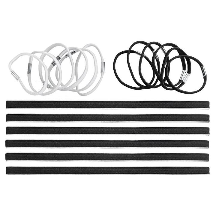 Black & White Hair Tie & Stretch Headband Set, Women's