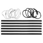 Black & White Hair Tie & Stretch Headband Set, Women's