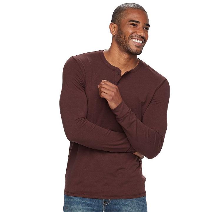 Men's Sonoma Goods For Life&trade; Classic-fit Flexwear Henley, Size: Xl, Brown