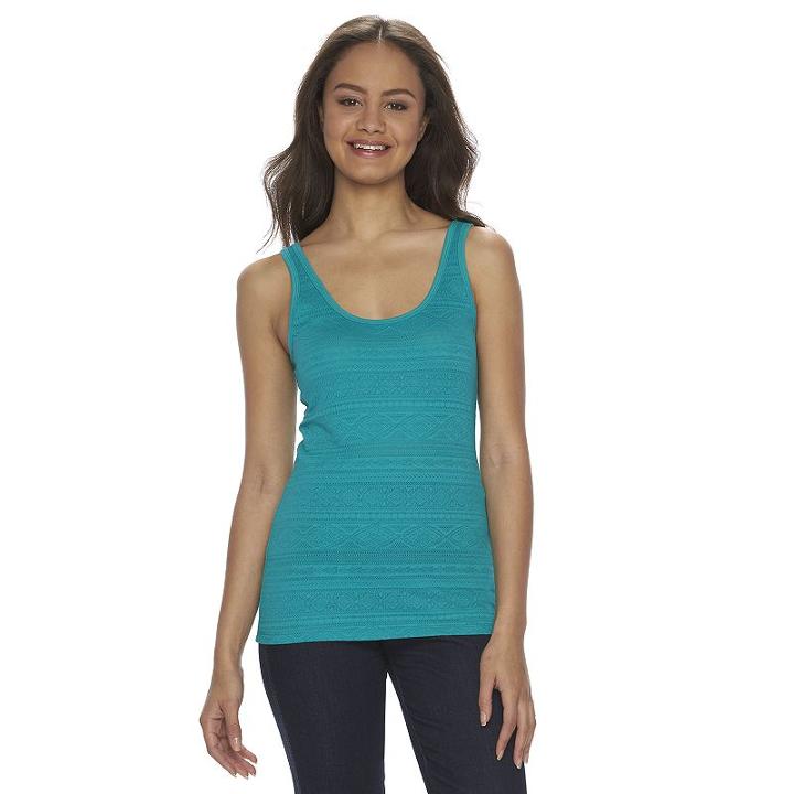 Juniors' So&reg; Double Scoop Textured Tank Top, Girl's, Size: Large, Med Green