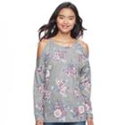 Juniors' Pink Republic Cold Shoulder Sweatshirt, Teens, Size: Medium, Med Purple