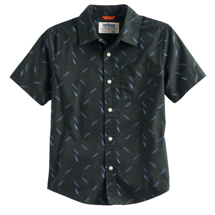 Boys 8-20 Urban Pipeline&reg; Printed Maxwear Button-down Shirt, Size: Xl, Black