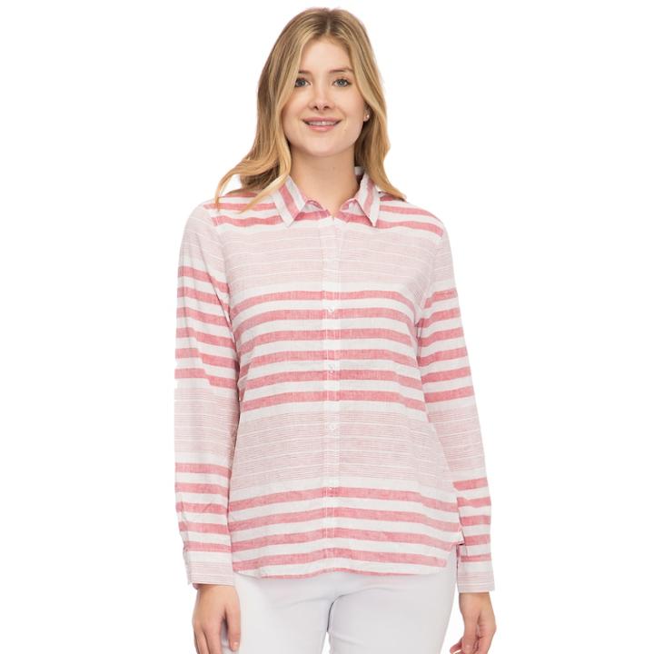 Women's Izod Weekend Linen-blend Shirt, Size: Medium, Red