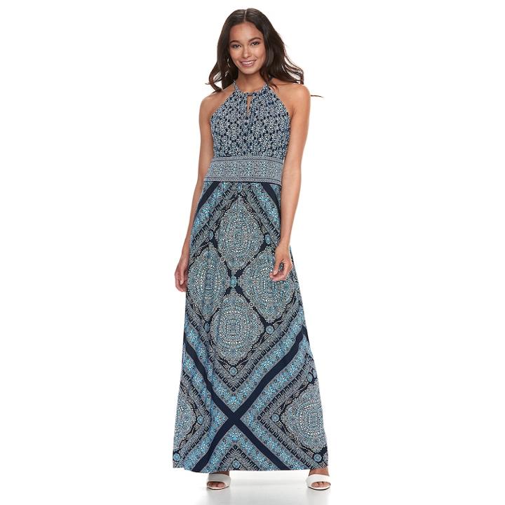 Petite Suite 7 High Neck Maxi Dress, Women's, Size: 12 Petite, Blue