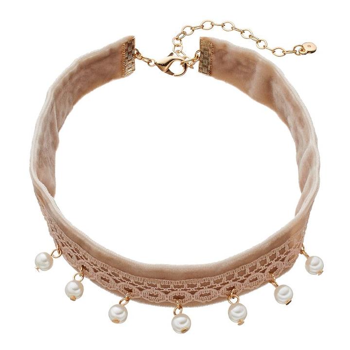 Lc Lauren Conrad Crochet Faux Suede Choker Necklace, Women's, White Oth