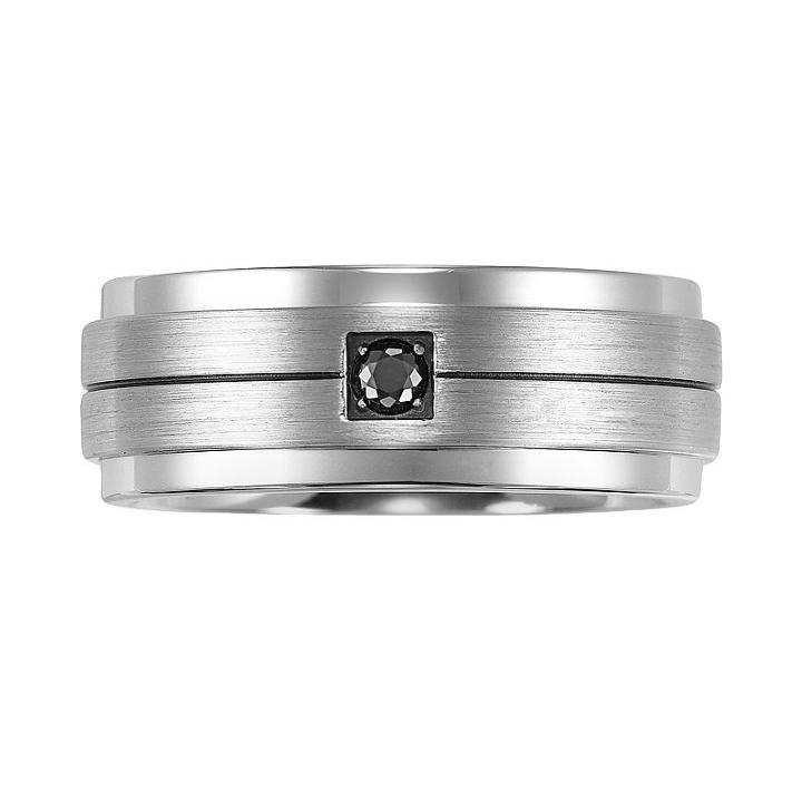 Cherish Always Stainless Steel 1/10-ct. T.w. Black Diamond Wedding Ring - Men, Size: 9