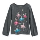 Girls 4-12 Sonoma Goods For Life&trade; Cinched Long-sleeve Embellished Tee, Size: 6x, Dark Grey