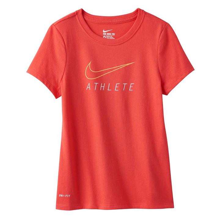 Girls 7-16 Nike Dri-fit Athlete Swoosh Tee, Girl's, Size: Medium, Orange Oth