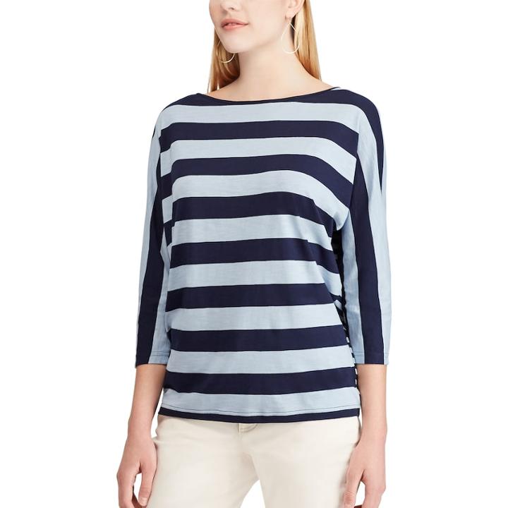 Petite Chaps Striped Dolman Top, Women's, Size: L Petite, Blue