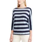 Petite Chaps Striped Dolman Top, Women's, Size: L Petite, Blue