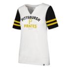 Women's '47 Brand Pittsburgh Pirates Takeover Sleeve Stripe Tee, Size: Medium, White