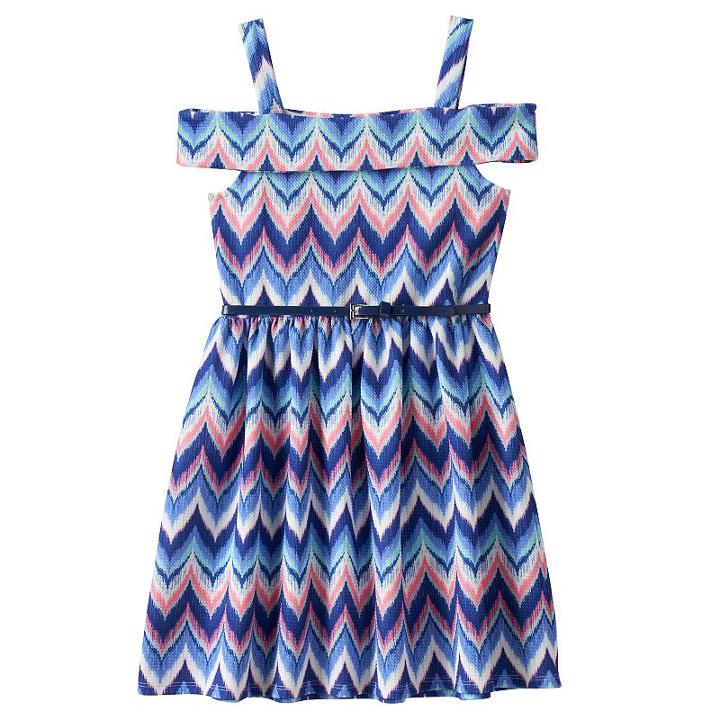 Girls 7-16 Knitworks Belted Cold Shoulder Dress, Girl's, Size: 10, Turquoise/blue (turq/aqua)