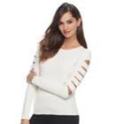 Women's Jennifer Lopez Cutout Sleeve Crewneck Sweater, Size: Large, Natural
