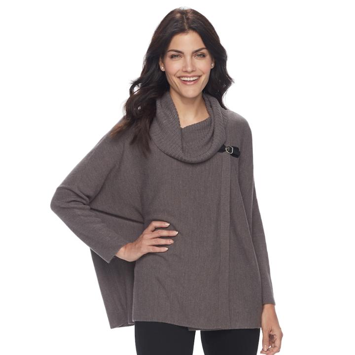 Women's Napa Valley Cowlneck Poncho, Size: L/xl, Dark Brown