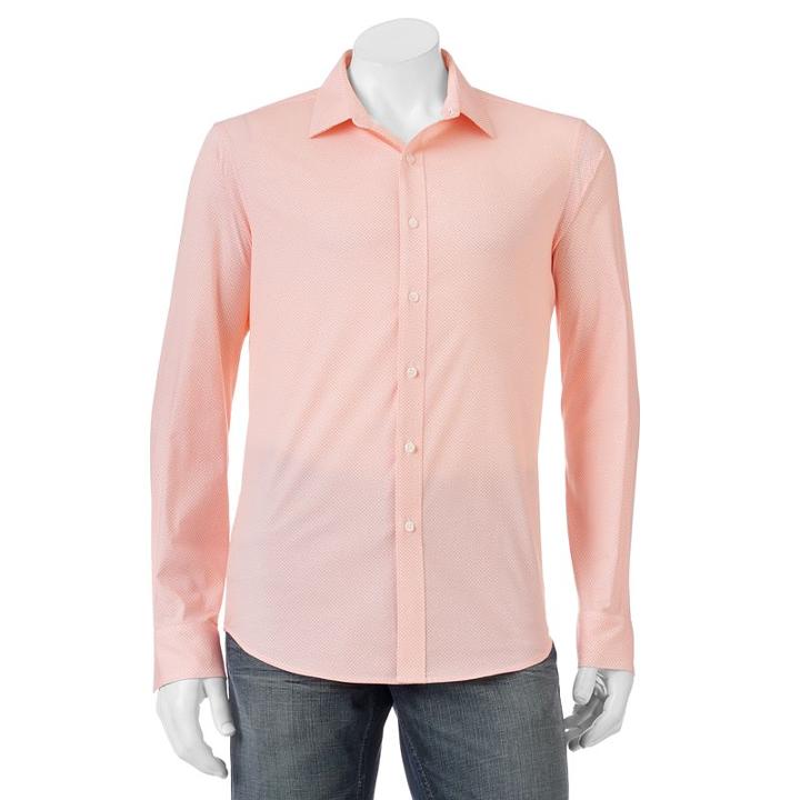 Men's Apt. 9&reg; Slim-fit Stretch Button-down Shirt, Size: Med Slim, Lt Orange