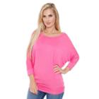 White Mark, Women's Dolman Tunic, Size: Large, Med Pink
