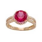 10k Gold Lab-created Ruby & White Sapphire Halo Ring, Women's, Size: 7, Red