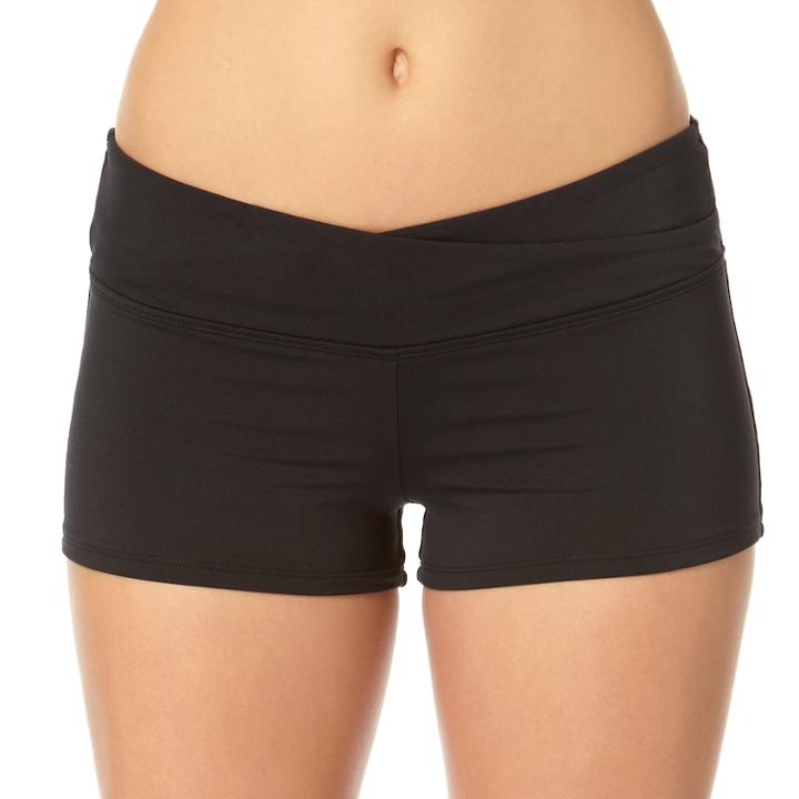 Women's Cole Of California Surplice Boyshort Swim Bottoms, Size: Medium, Black