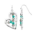 Believe In Beaded Nickel Free Heart Drop Earrings, Women's, Turq/aqua