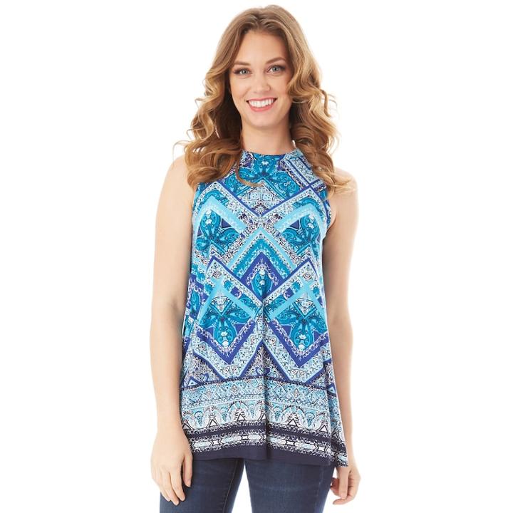 Women's Apt. 9&reg; Printed Swing Tank, Size: Small, Blue Medallion