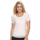 Petite Croft & Barrow&reg; Lace Tee, Women's, Size: S Petite, Brt Pink