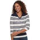 Women's Croft & Barrow&reg; V-neck Lightweight Sweater, Size: Small, Dark Blue