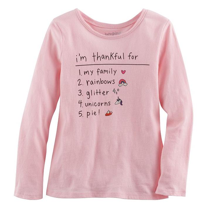 Girls 4-10 Jumping Beans&reg; Long-sleeved Thanksgiving Tee, Size: 6, Brt Pink