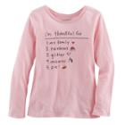 Girls 4-10 Jumping Beans&reg; Long-sleeved Thanksgiving Tee, Size: 6, Brt Pink