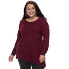 Plus Size Apt. 9&reg; Asymmetrical Hem Tunic Sweater, Women's, Size: 3xl, Drk Purple