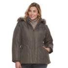Plus Size D.e.t.a.i.l.s Hooded Quilted Jacket, Women's, Size: 1xl, Med Grey