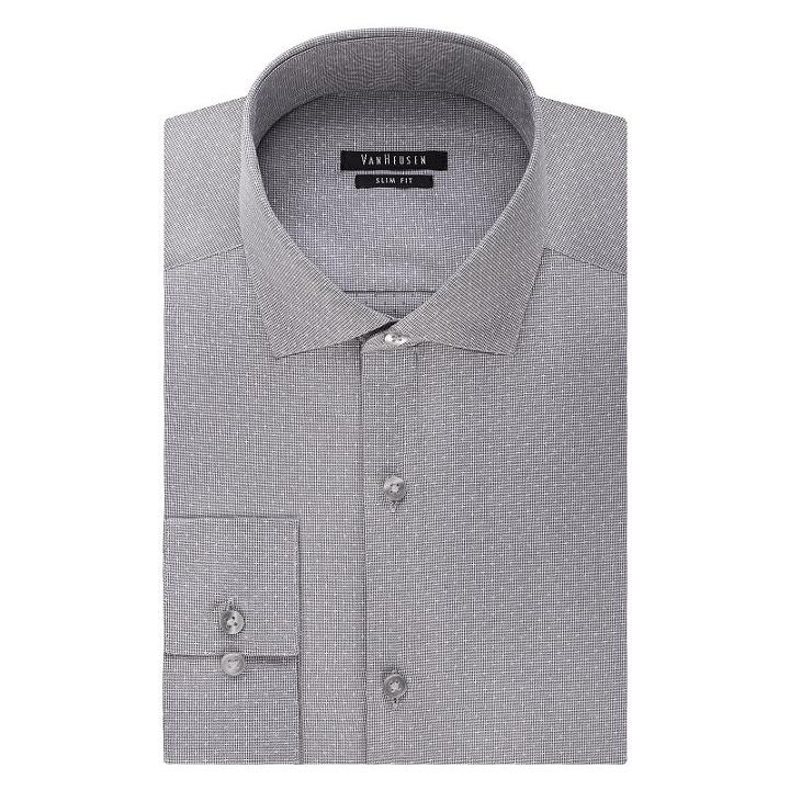 Van Heusen, Men's Slim-fit Patterned Dress Shirt, Size: 18 36/37, Grey Other