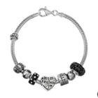 Individuality Beads Sterling Silver Snake Chain Bracelet And Crystal Best Friends And Sisters Bead Set, Women's, Size: 7.5, Black