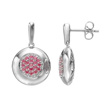 Lotopia Red Cubic Zirconia Sterling Silver Circle Drop Earrings, Women's