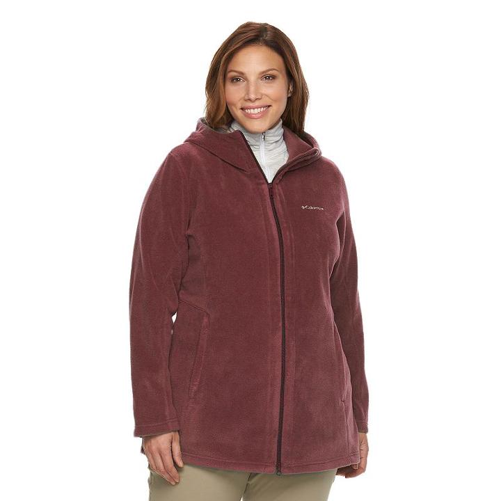 Plus Size Columbia Three Lakes Hooded Long Fleece Jacket, Women's, Size: 2xl, Brt Pink