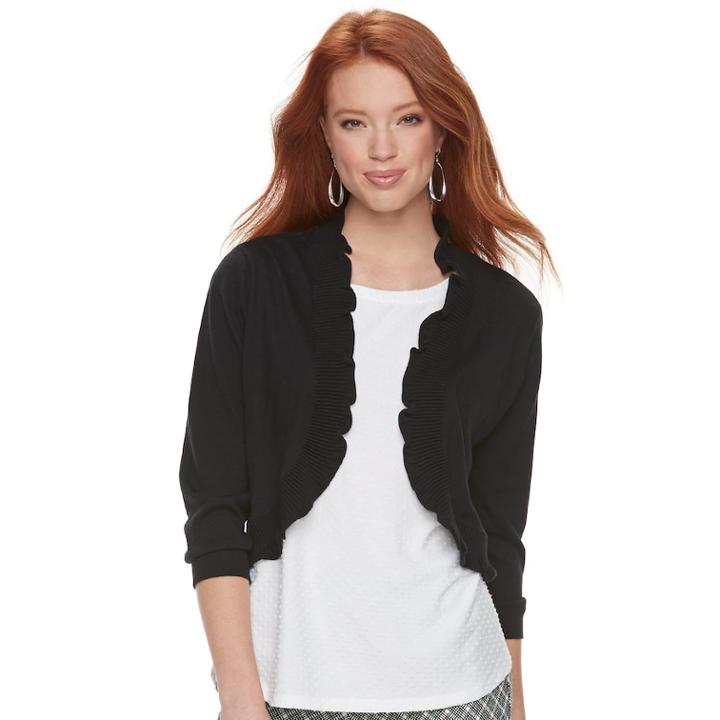 Women's Elle&trade; Ruffle Shrug, Size: Xl, Black