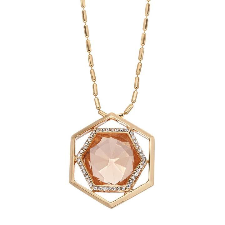 Coco Lane Long Hexagon Pendant Necklace, Women's, Size: 36, Yellow