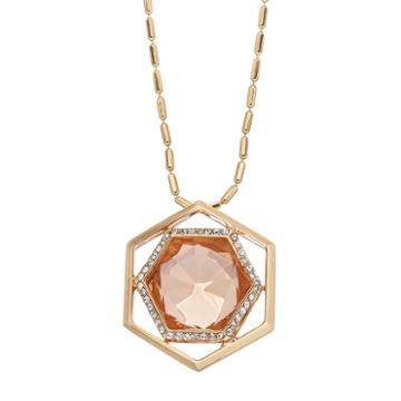Coco Lane Long Hexagon Pendant Necklace, Women's, Size: 36, Yellow