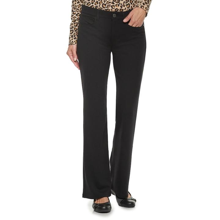 Women's Croft & Barrow&reg; Easy Care Bootcut Pants, Size: 16 T/l, Black