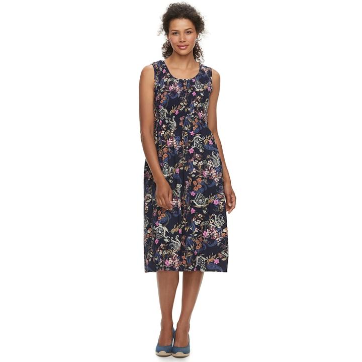 Women's Croft & Barrow&reg; Smocked Tank Dress, Size: Medium, Dark Blue