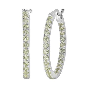 Oro Leoni Sterling Silver Peridot Inside-out Hoop Earrings - Made With Genuine Swarovski Gemstones, Women's, Yellow