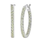 Oro Leoni Sterling Silver Peridot Inside-out Hoop Earrings - Made With Genuine Swarovski Gemstones, Women's, Yellow