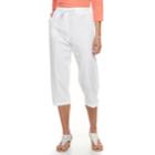 Women's Cathy Daniels Sheeting Drawstring Capris, Size: Medium, White