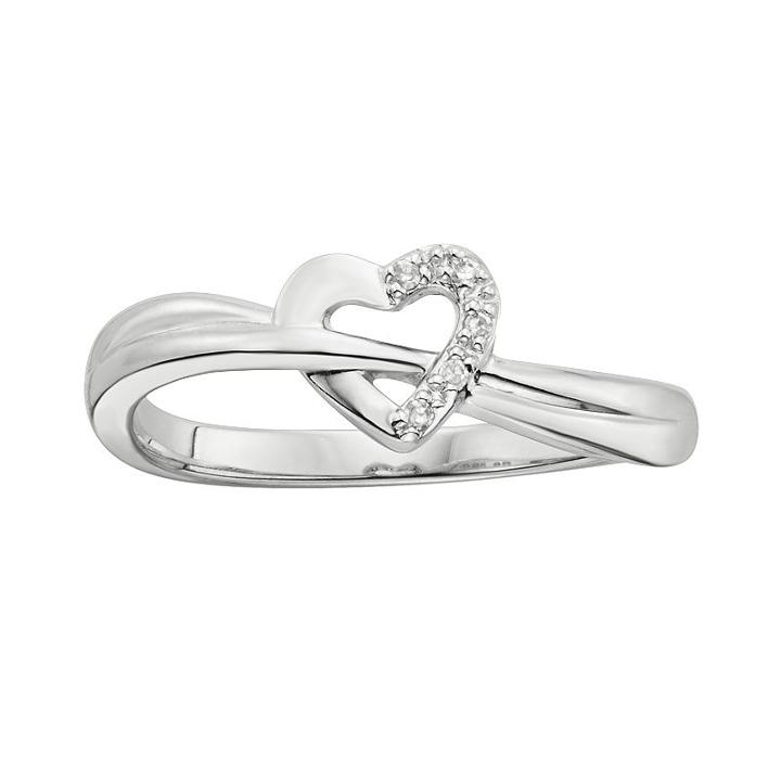 Platina 4 Diamond Accent Heart Ring, Women's, Size: 8, White