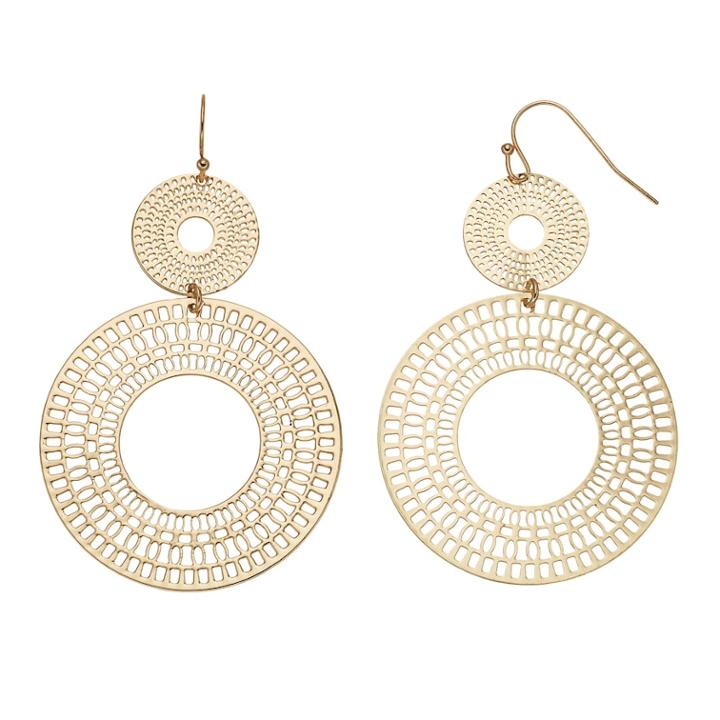 Jennifer Lopez Filigree Disc Double Drop Earrings, Women's, Gold