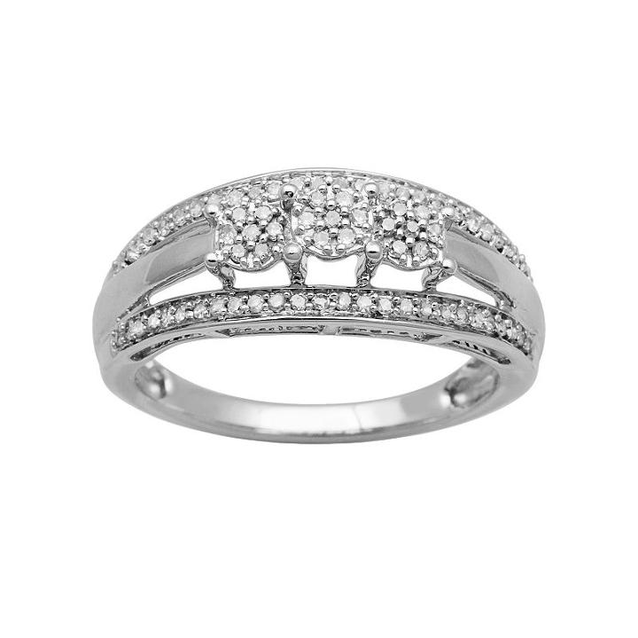 10k White Gold 1/4-ct. T.w. Diamond Cluster Multirow Ring, Women's, Size: 8