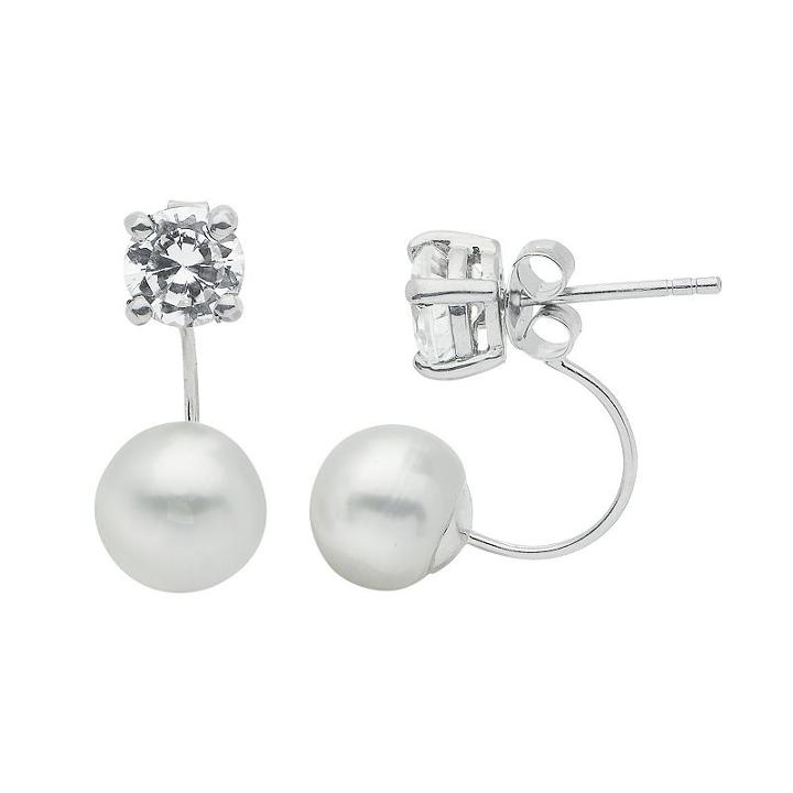 Pearlustre By Imperial Sterling Silver Freshwater Cultured Pearl Front-back Drop Earrings, Women's, White