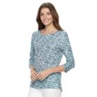 Women's Croft & Barrow&reg; Button Crewneck Tee, Size: Medium, Brt Blue
