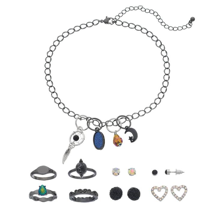 Mudd&reg; Crescent Charm Choker Necklace, Stud Earring & Ring Set, Women's, Multicolor