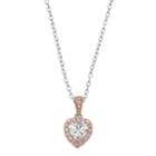 Lily & Lace Pink & White Cubic Zirconia Two Tone Heart Pendant Necklace, Women's, Size: 18