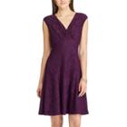 Women's Chaps Lace Fit & Flare Dress, Size: 8, Purple
